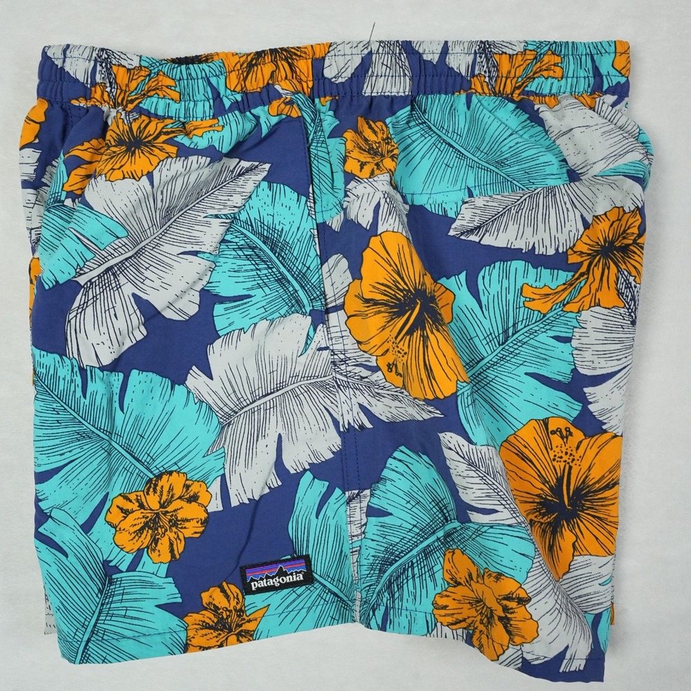 Patagonia Women Baggies Shorts Small Blue Orange Tropical Floral‎ 4.5" Inseam